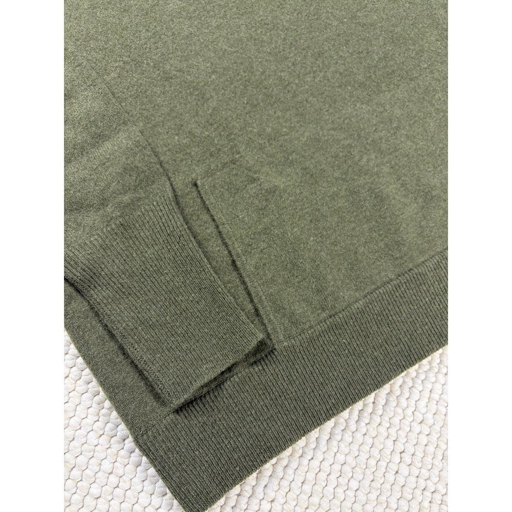 J.Crew Collection Italian Cashmere Sweater Small Olive V Neck Kangaroo Pocket - Picture 3 of 7